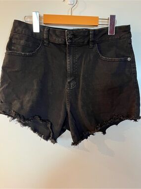 Rewash Black Distressed Super High Rise Cutoff Denim Shorts